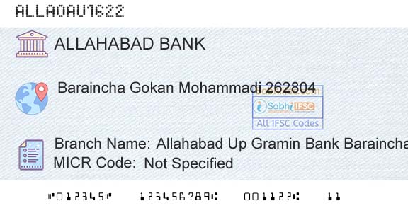 Allahabad Bank Allahabad Up Gramin Bank BarainchaBranch 
