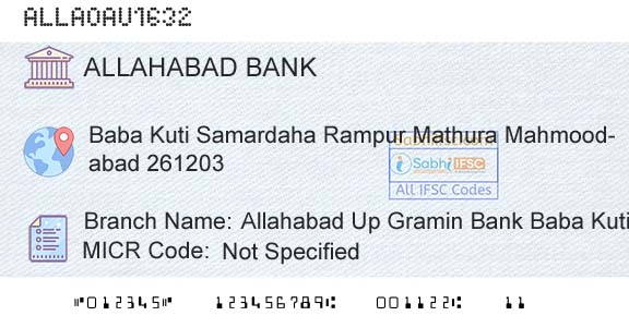 Allahabad Bank Allahabad Up Gramin Bank Baba KutiBranch 