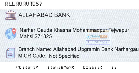 Allahabad Bank Allahabad Upgramin Bank NarhargaudaBranch 