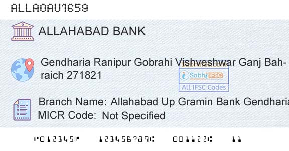 Allahabad Bank Allahabad Up Gramin Bank GendhariaBranch 