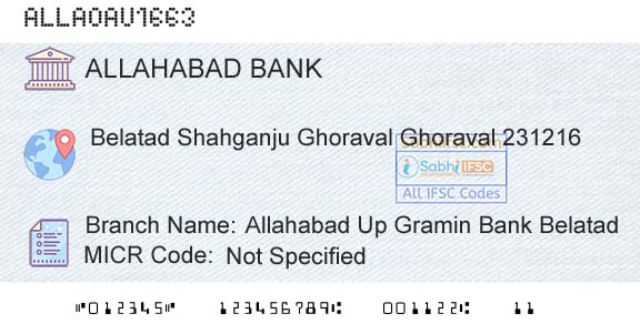 Allahabad Bank Allahabad Up Gramin Bank BelatadBranch 