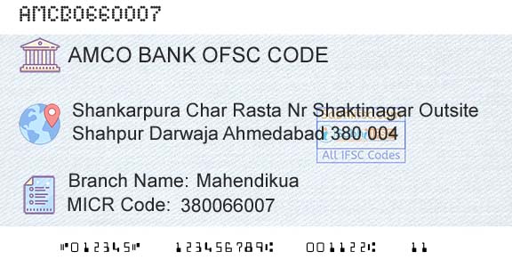 Ahmedabad Mercantile Cooperative Bank MahendikuaBranch 