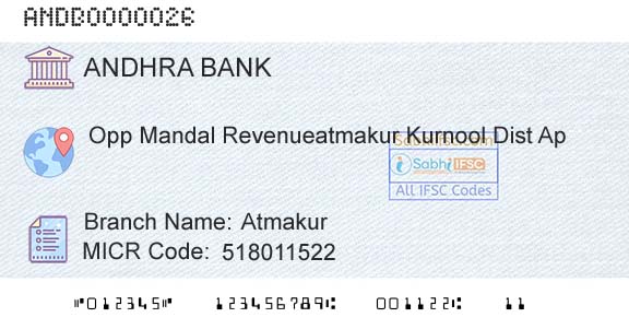 Andhra Bank AtmakurBranch 