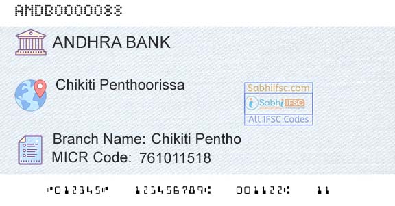 Andhra Bank Chikiti PenthoBranch 