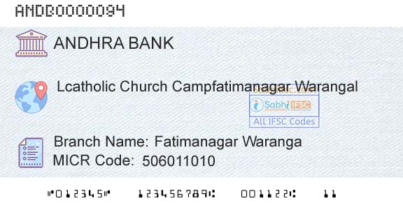 Andhra Bank Fatimanagar WarangaBranch 