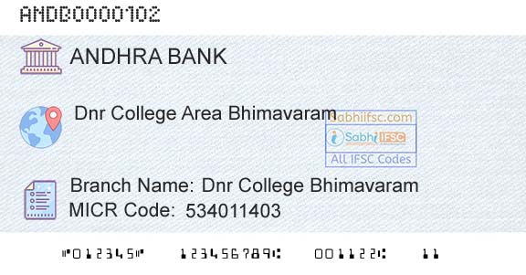 Andhra Bank Dnr College BhimavaramBranch 