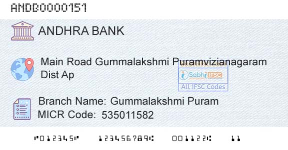 Andhra Bank Gummalakshmi PuramBranch 
