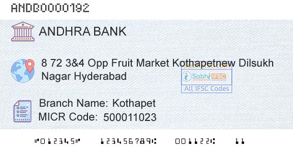 Andhra Bank KothapetBranch 