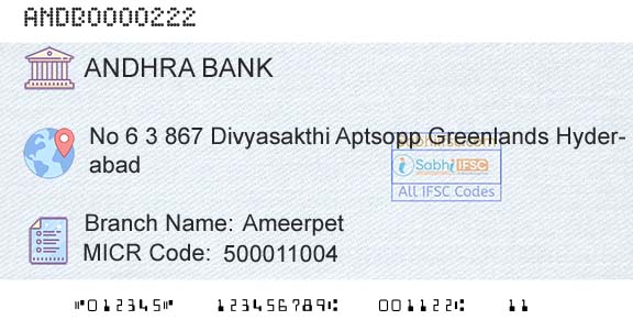 Andhra Bank AmeerpetBranch 
