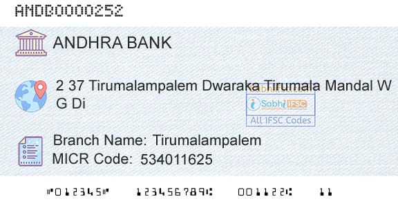 Andhra Bank TirumalampalemBranch 