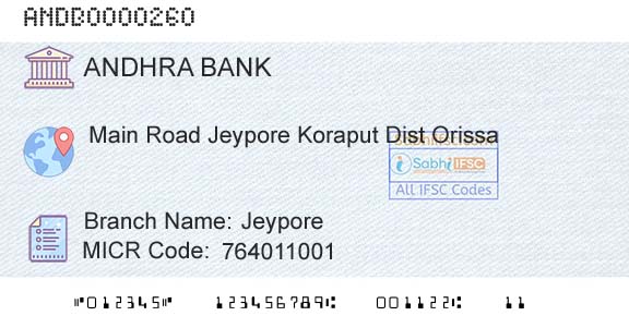 Andhra Bank JeyporeBranch 