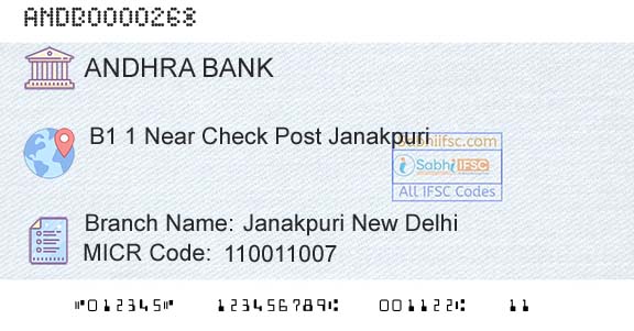 Andhra Bank Janakpuri New Delhi Branch 