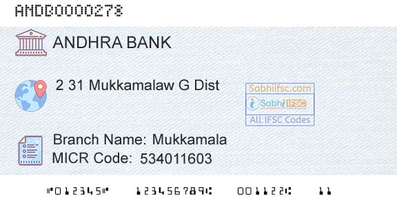 Andhra Bank MukkamalaBranch 