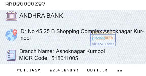 Andhra Bank Ashoknagar Kurnool Branch 