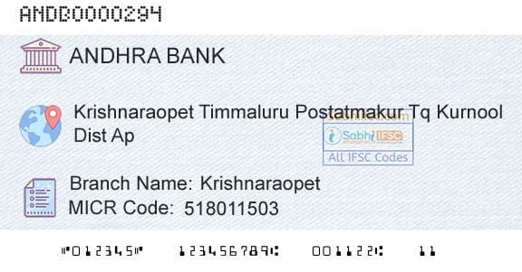 Andhra Bank KrishnaraopetBranch 