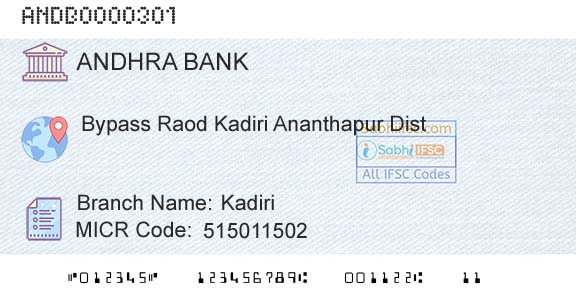 Andhra Bank KadiriBranch 