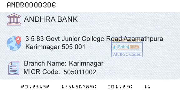 Andhra Bank KarimnagarBranch 