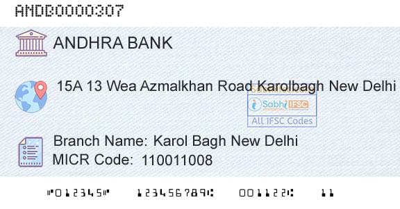 Andhra Bank Karol Bagh New Delhi Branch 