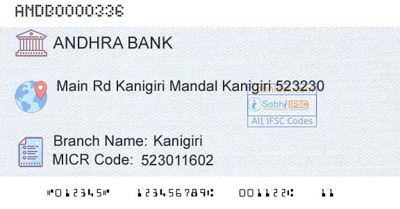 Andhra Bank KanigiriBranch 