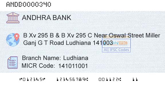 Andhra Bank LudhianaBranch 