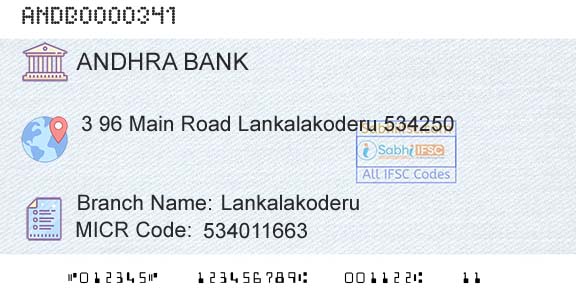 Andhra Bank LankalakoderuBranch 