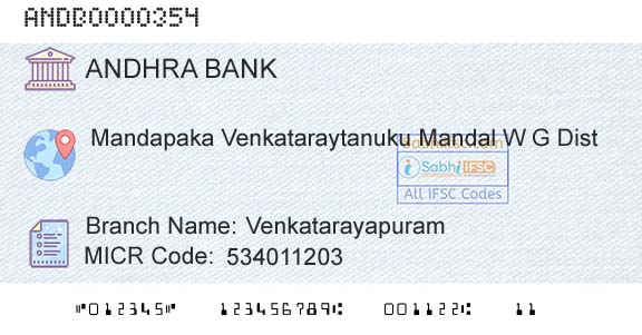 Andhra Bank VenkatarayapuramBranch 