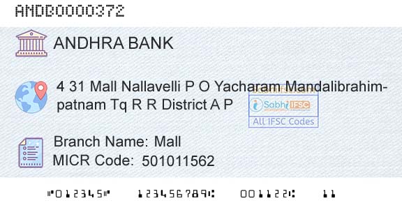 Andhra Bank MallBranch 