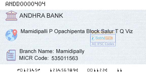 Andhra Bank MamidipallyBranch 