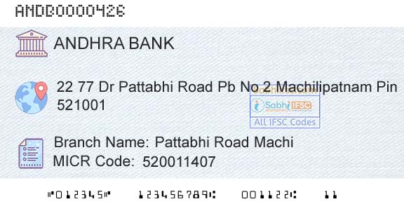 Andhra Bank Pattabhi Road MachiBranch 