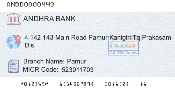 Andhra Bank PamurBranch 