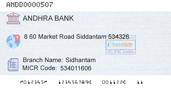 Andhra Bank SidhantamBranch 
