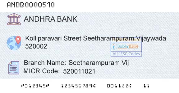 Andhra Bank Seetharampuram VijBranch 