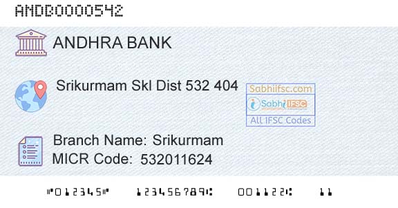 Andhra Bank SrikurmamBranch 
