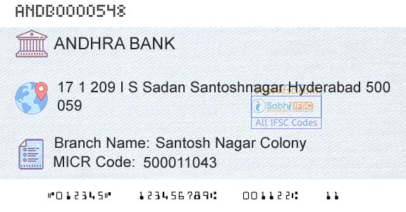 Andhra Bank Santosh Nagar ColonyBranch 