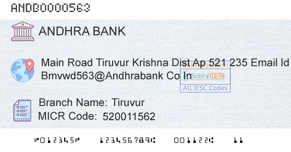 Andhra Bank TiruvurBranch 