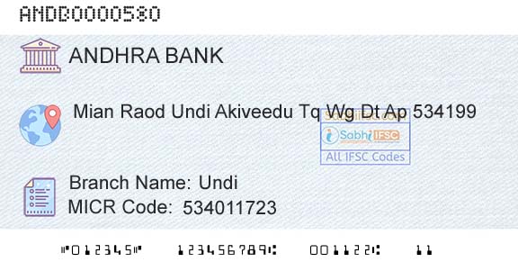 Andhra Bank UndiBranch 