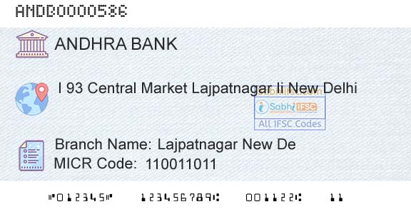 Andhra Bank Lajpatnagar New DeBranch 