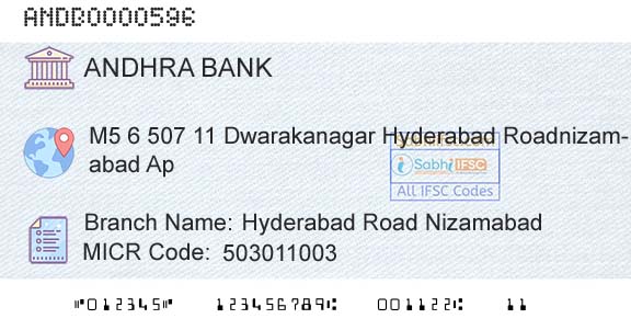 Andhra Bank Hyderabad Road Nizamabad Branch 
