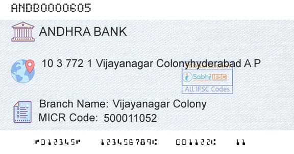 Andhra Bank Vijayanagar ColonyBranch 