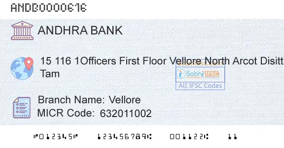 Andhra Bank VelloreBranch 