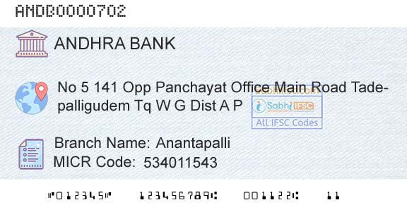 Andhra Bank AnantapalliBranch 