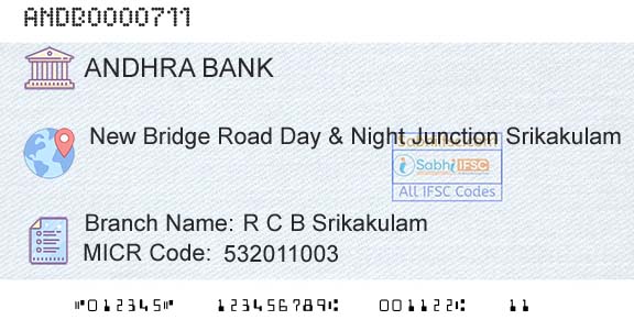 Andhra Bank R C B SrikakulamBranch 