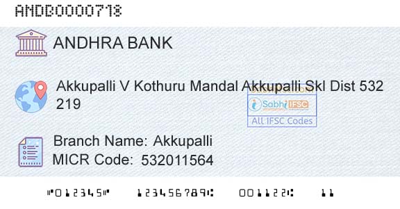 Andhra Bank AkkupalliBranch 