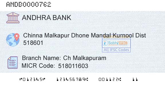 Andhra Bank Ch MalkapuramBranch 