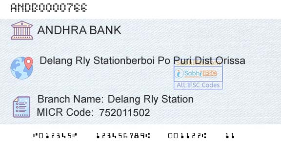Andhra Bank Delang Rly StationBranch 