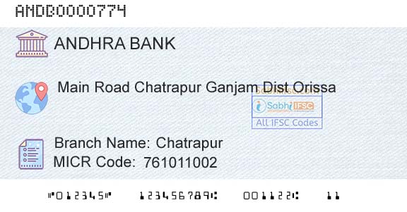 Andhra Bank ChatrapurBranch 