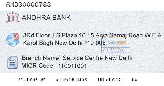 Andhra Bank Service Centre New DelhiBranch 