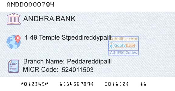 Andhra Bank PeddareddipalliBranch 