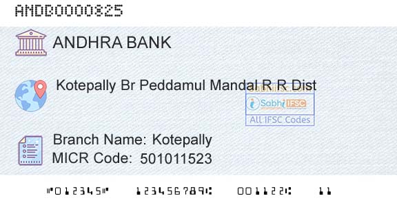 Andhra Bank KotepallyBranch 