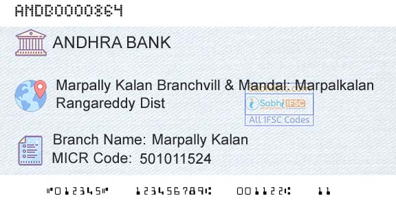 Andhra Bank Marpally KalanBranch 